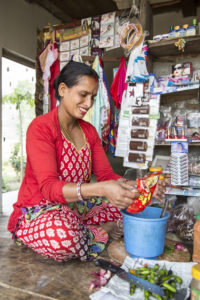 Sunita Neupanne received entrepreneureship training and Rs. 5000 support to start her shop in Dhading, Makwanpur. She added some fancy accessories in her groccery store as well as sells some snacks.